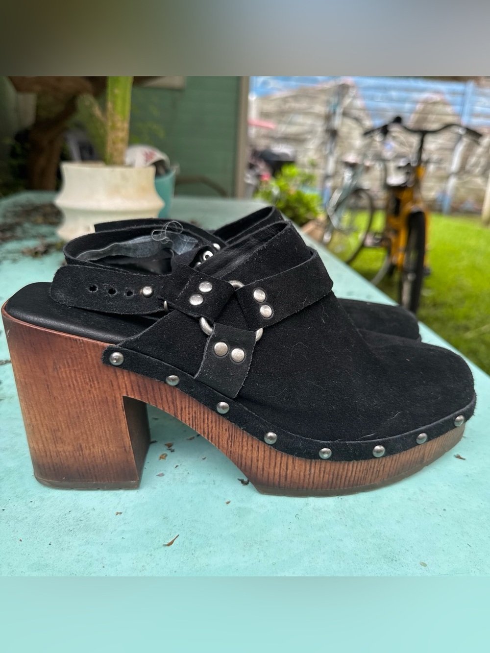 Kork-Ease Black Suede Clog Mules